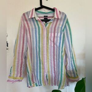 Gap Boyfriend Shirt Size M stripes linen